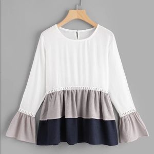 NWOT SHEIN Colorblock flowy blouse